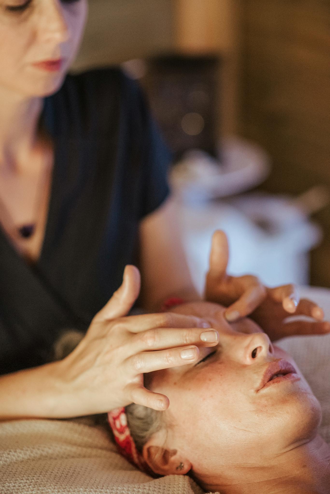 A calming spa facial massage for relaxation and skin care wellness.